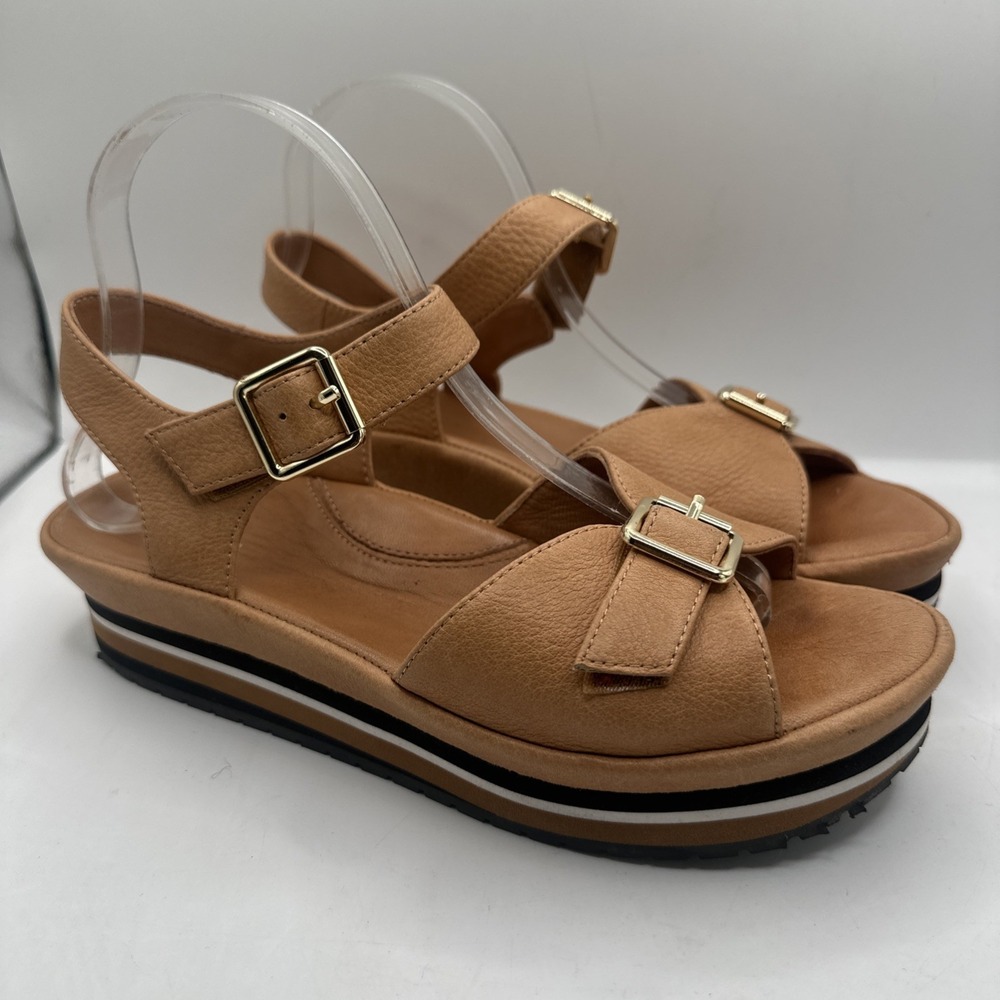 L`AMOUR DES PIEDS VARDANT Brown Leather ankle Strap Sz 8